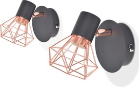 vidaXL Lampă de perete 2 buc, E14, negru și arămiu