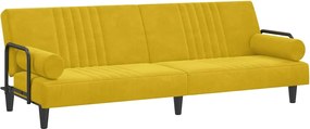 vidaXL Canapea extensibilă cu cotiere, galben, catifea