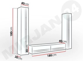 Mobilier living Ziggy III (negru + negru lucios). 1123290