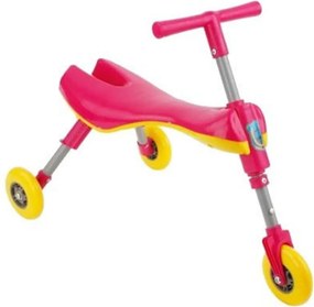 Trotineta pliabila pentru copii NOVOKIDS™ Scuttle Bug, Cadru metalic, 1-4 ani, maxim 20 kg, 3 roti din silicon, Stabilitate mare, Roz