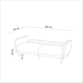 Canapea extensibila cu 3 Locuri Tetra, 202 x 85 x 80 cm