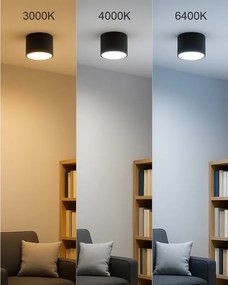 Spot LED, 10W, 230V, 3000/4000/6400K, diametru 12 cm, negru