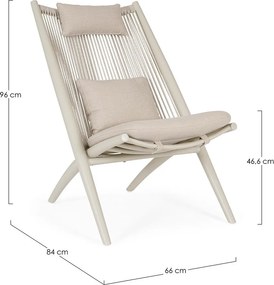 Fotoliu de grădină bej din metal Aloha – Bizzotto