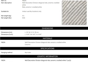 Decoratiune de perete LUX realizata manual din ceramica Division diagonal