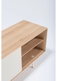 Comodă TV albă/în culoare naturală din lemn de stejar 180x64 cm Fina – Gazzda