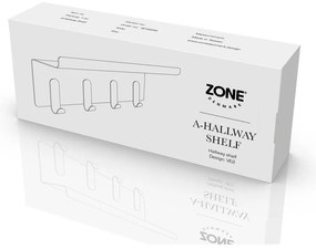 Cuier de perete negru cu raft din oțel 11,5 cm A-Hallway – Zone