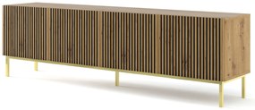 Masă TV F 4D 200 Rowanna (Stejar artisan + Auriu). 1125067