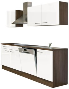 Mobilă de bucătărie Yorki 220, corp din stejar Yorki, cu față alb satinat