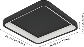 Eglo 901911 - LED RGBW Plafonieră dimabilă LORETELLO-Z LED/20W/230V 35x35cm negru