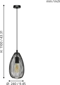 Eglo 49141 - Lustră pe cablu CLEVEDON 1xE27/60W/230V