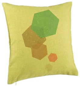 Perna Decorativa, Model Forme Geometrice 2, Multicolor, 40x40 cm, Verde, Husa Detasabila, Burduf