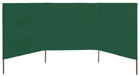 Paravan anti-vant cu 3 panouri, verde, 400 x 80 cm, textil Verde, 400 x 80 cm