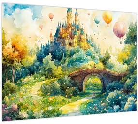 Tablou pe sticlă - Castel de Poveste (70x50 cm)