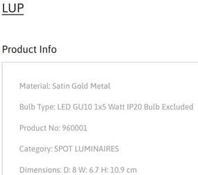 Aplica cu spot design minimalist LUP aurie