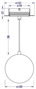 Pendul LED incastrabil design tehnic Luna negru, 4000K