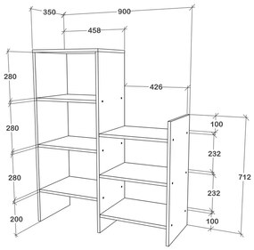 Pantofar haaus Bosco, 7 Rafturi, Alb, 90 x 35 x 110 cm