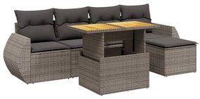 3272173 vidaXL Set mobilier grădină cu perne, 6 piese, gri, poliratan