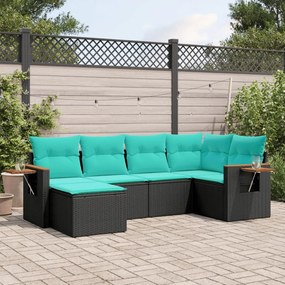 vidaXL Set canapele de grădină cu perne, 6 piese, negru, poliratan