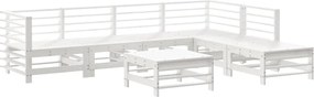 vidaXL Set mobilier de grădină, 7 piese, alb, lemn masiv de pin
