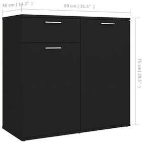 Servanta, negru, 80x36 x75 cm, PAL 1, Negru, 80 x 36 x 75 cm