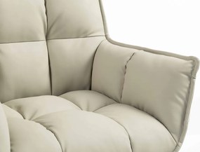 HR560N Scaun Ecru Piele Ecologica Premium Soft cu Bază Cromata