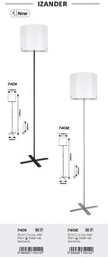 Lampadar, lampa de podea design modern Izander alb, argintiu