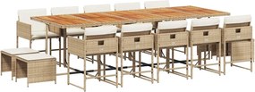 vidaXL Set mobilier de grădină cu perne, 15 piese, bej, poliratan