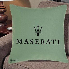 Perna Personalizata cu emblema Maserati, 40x40 cm, Verde, Husa Detasabila, Perna Inclusa, BEKZ®