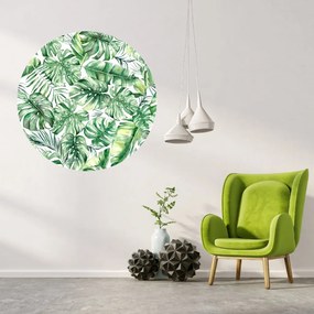 PIPPER. Autocolant circular de perete „Frunze tropicale” mărimea: 60cm