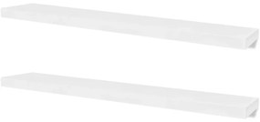 2 Rafturi suspendate pe perete din MDF depozitare carti DVD-uri, alb 2, Alb, 120 cm