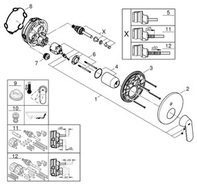 GROHE 24045000 - Baterie EUROSMART cu comutator 2 căi, crom lucios