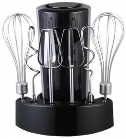 Mixer de mana Rosberg R51110KB, 300 W, 5 viteze + Turbo, Suport accesorii, Negru/Argintiu