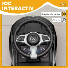 AIYAPLAY Mașinuță Electrică pentru Copii Licență Mercedes Benz cu Claxon și Spațiu Portaoggetti, 65x28x39 cm, Negru | Aosom Romania
