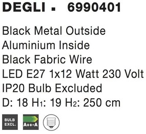 Pendul design modern Degli, negru NVL-6990401