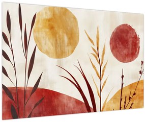 Tablou - Plante și cercuri (90x60 cm)