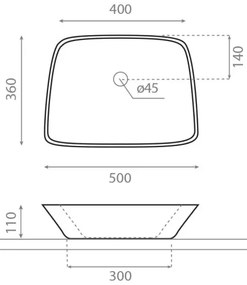 Bathco 0091 - Lavoar pentru blat ANABEL 50x36 cm, porțelan/alb