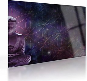 Tablou pe sticlă - Buddha cu florile vieții (70x50 cm)