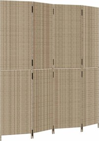 vidaXL Separator de cameră cu 4 panouri, bej, poliratan