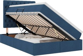 vidaXL Pat cu saltea și LED cu saltea albastru 120 x 200 cm Poliester