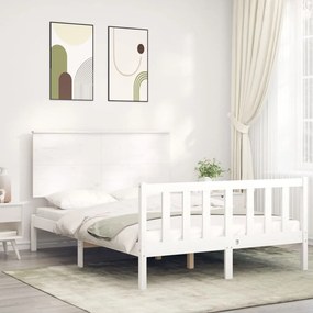 3193397 vidaXL Cadru de pat cu tăblie, alb, 120x200 cm, lemn masiv