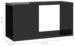 Comoda TV, negru extralucios, 60x24x32 cm, PAL 1, negru foarte lucios