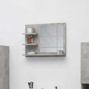 805010 vidaXL Oglindă de baie, gri beton, 60x10,5x45 cm, PAL