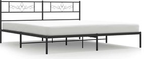 vidaXL Cadru de pat metalic cu tăblie, negru, 193x203 cm