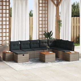 vidaXL Set de canapele pentru grădină 9 pcs Gri 55 x 62 x 69 cm