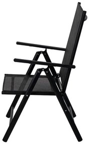 Scaun metalic pliabil Muhler 1005248, 7 pozitii, Spatar si scaun din material textil, Negru
