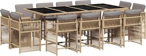 vidaXL Set mobilier grădină cu perne, 13 piese, bej combinat poliratan