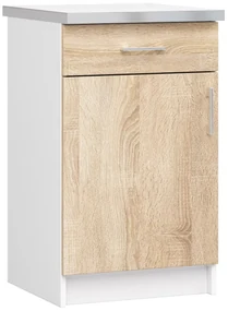 Dulap inferior de bucătărie Lula s50 sz1 (Alb mat + stejar sonoma). 1068823