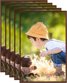 vidaXL Rame foto colaj pentru perete/masă, 5 buc., bronz, 70x90 cm MDF