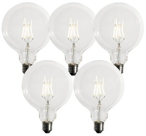 Set de 5 becuri LED E27 dimabile G125 5W 450 lm 3000K