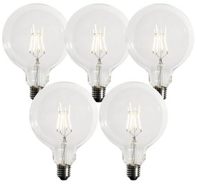 Set de 5 becuri LED E27 reglabile G125 5W 450 lm 3000K